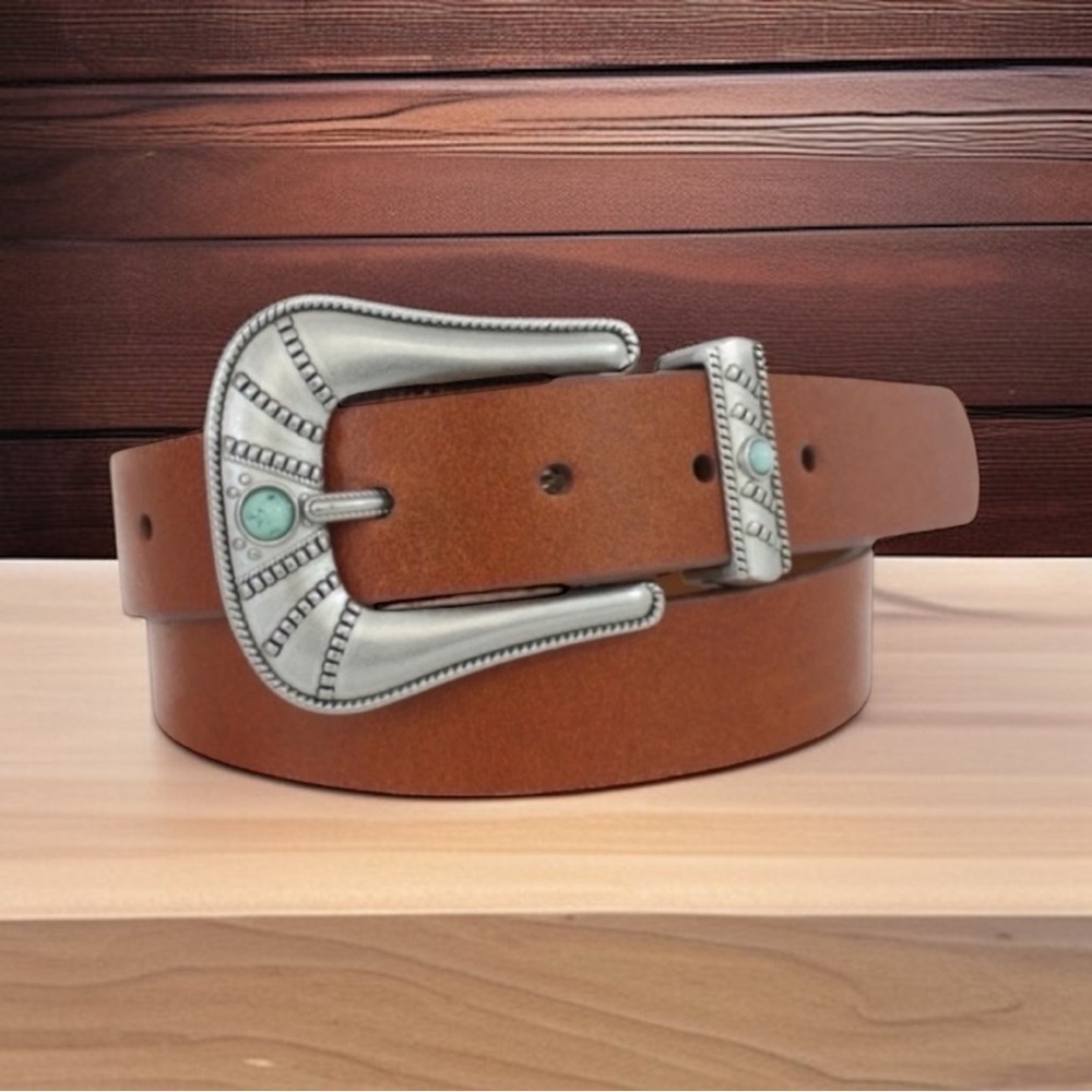 NWT MOST WANTED Leather Turquoise Stone Western Belt Size Medium